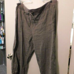 Eileen Fisher Gray Capri Tapered Linen/Viscose Drawstring Pants L